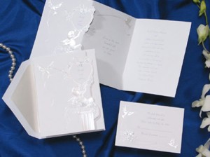 Religious Wedding Invitation - Dove Cherub Heart